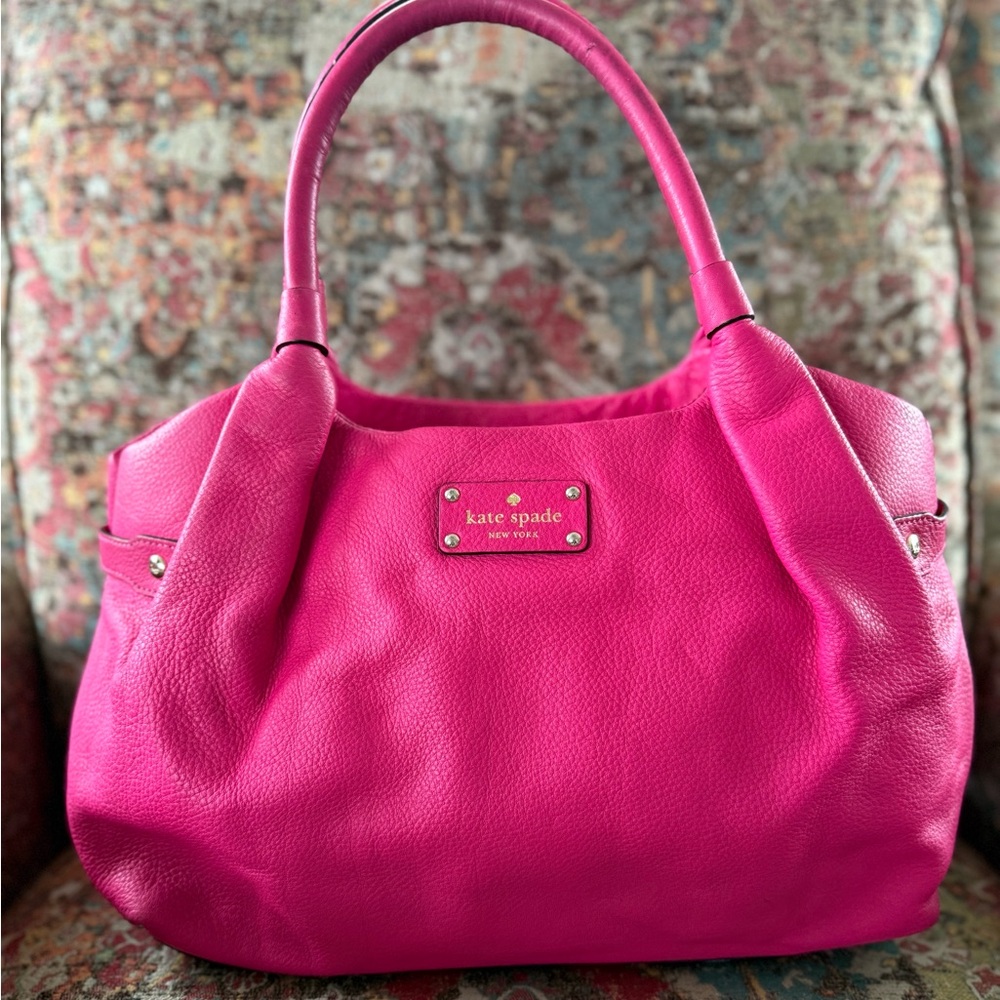 Kate Spade Berkshire Road Pink Magenta Gold Stevie Satchel Bag